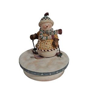 Candle Toppers Snowman Our America Fits Yankee Candles 4" x 3" Winter Skiing